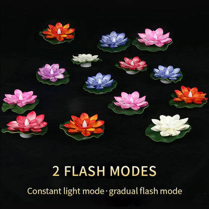 Water Floating Smokeless Candles & Lotus Flowers