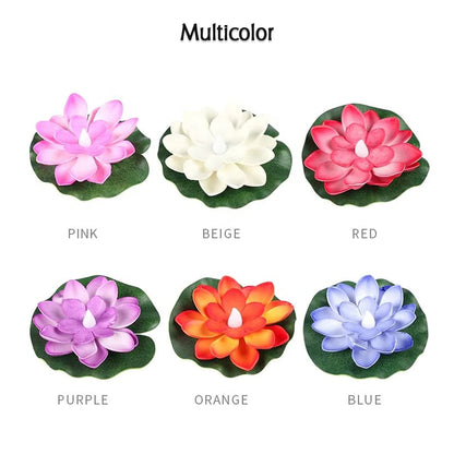 Water Floating Smokeless Candles & Lotus Flowers