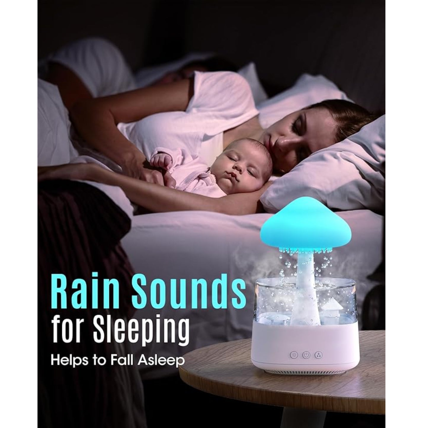 Mushroom Rain Drop Humidifier with Bluetooth Speaker