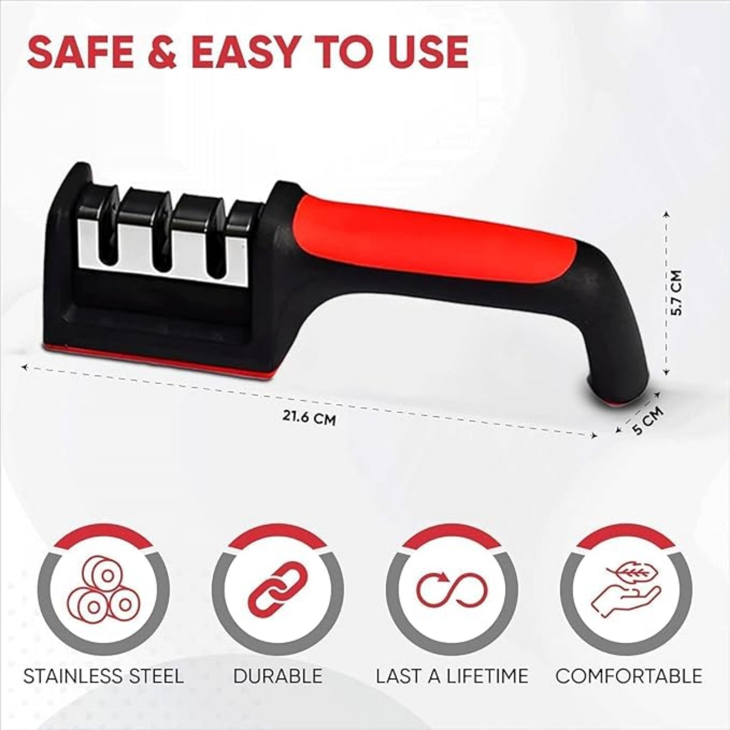 Manual Red &amp; Black Knife Sharpener