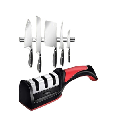 Manual Red &amp; Black Knife Sharpener