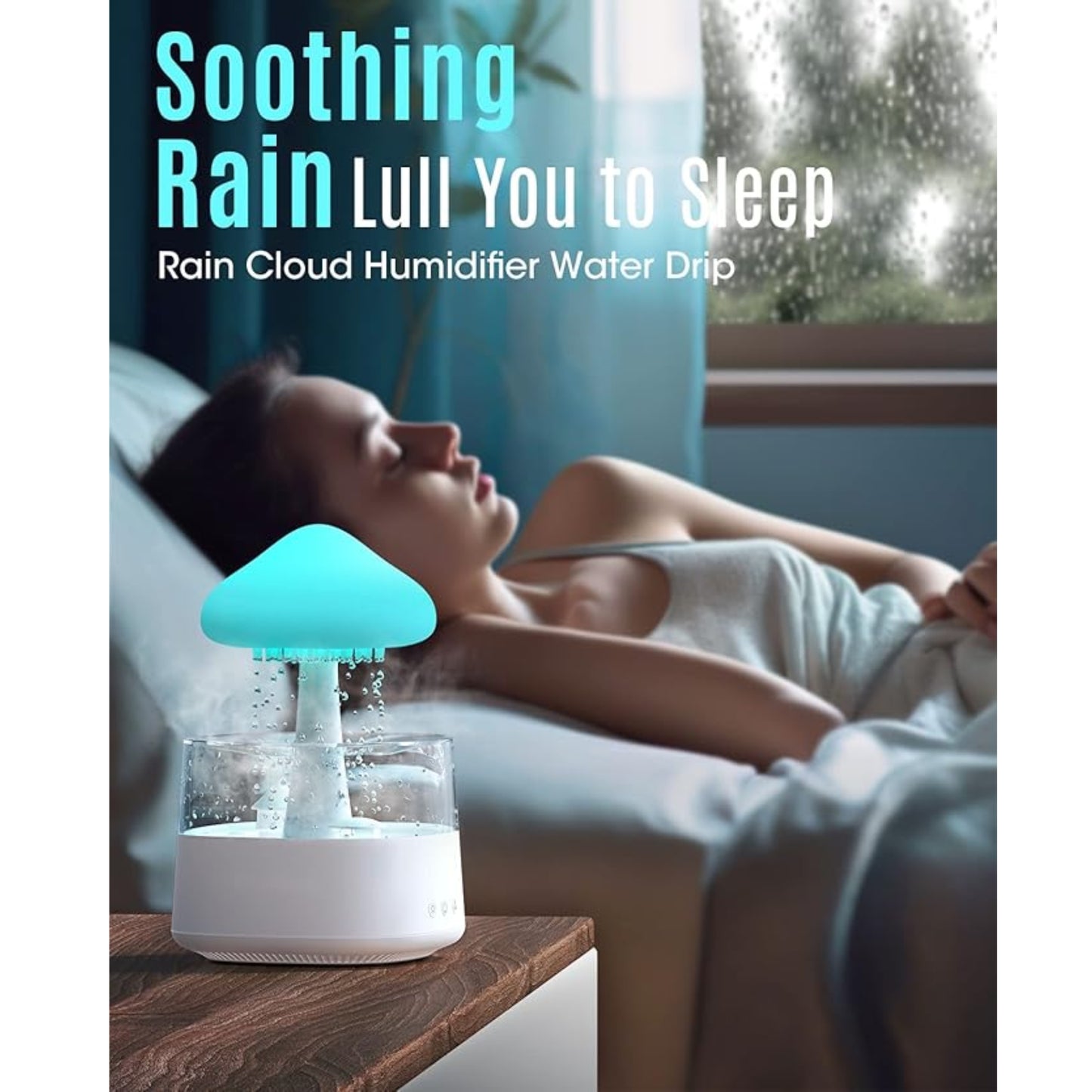 Mushroom Rain Drop Humidifier with Bluetooth Speaker