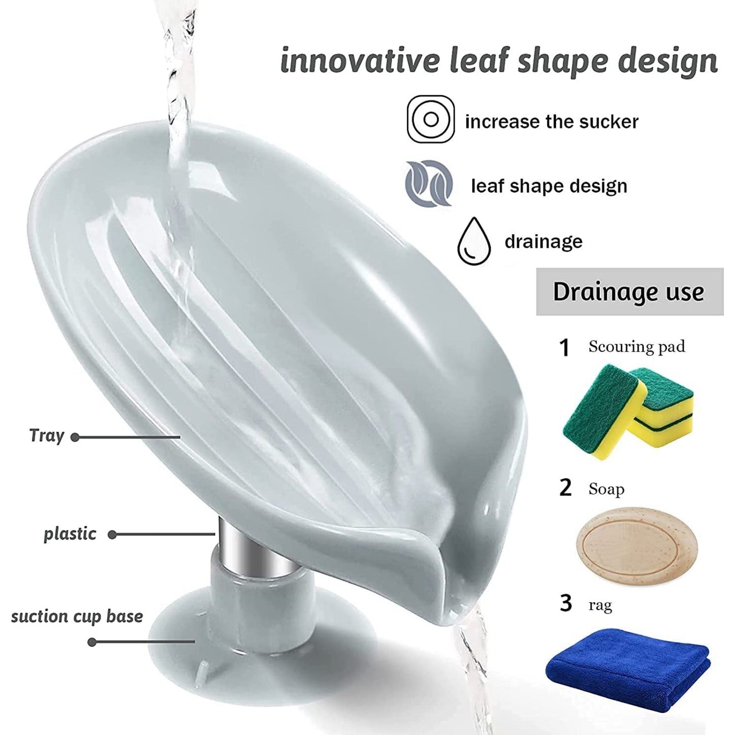 Leaf-Shape Self-Draining Soap Dish Holder