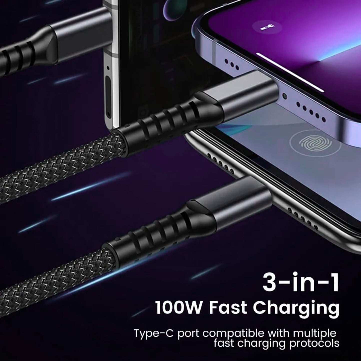 3-in-1 Super Fast Charging Cable 100w