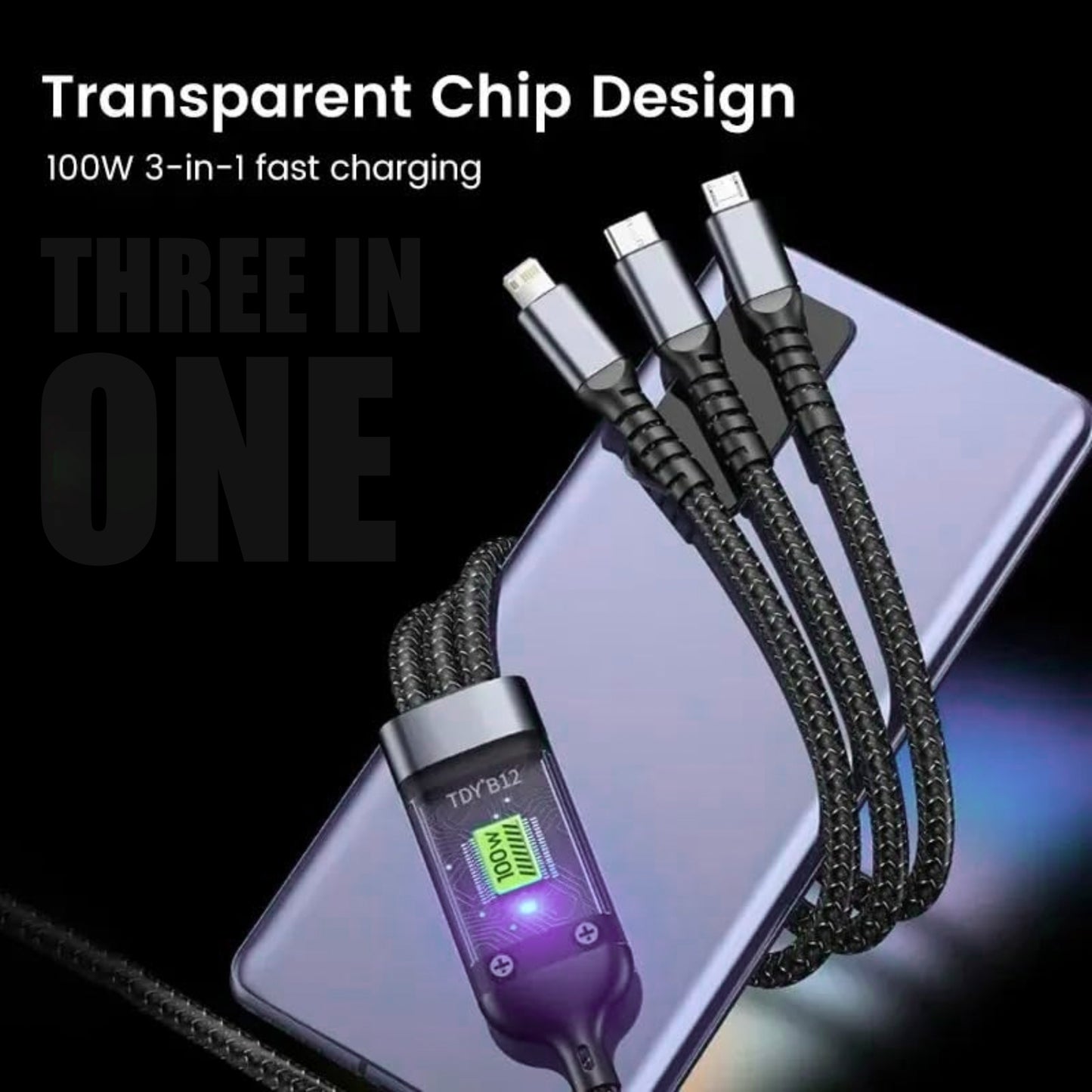 3-in-1 Super Fast Charging Cable 100w