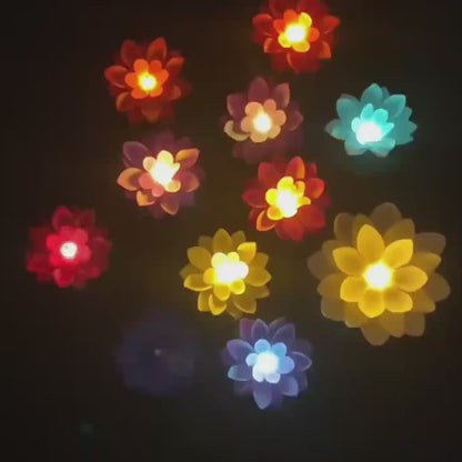 Water Floating Smokeless Candles & Lotus Flowers
