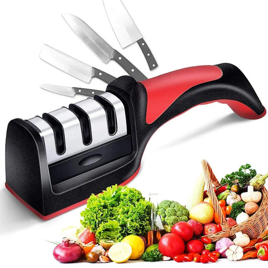 Manual Red &amp; Black Knife Sharpener